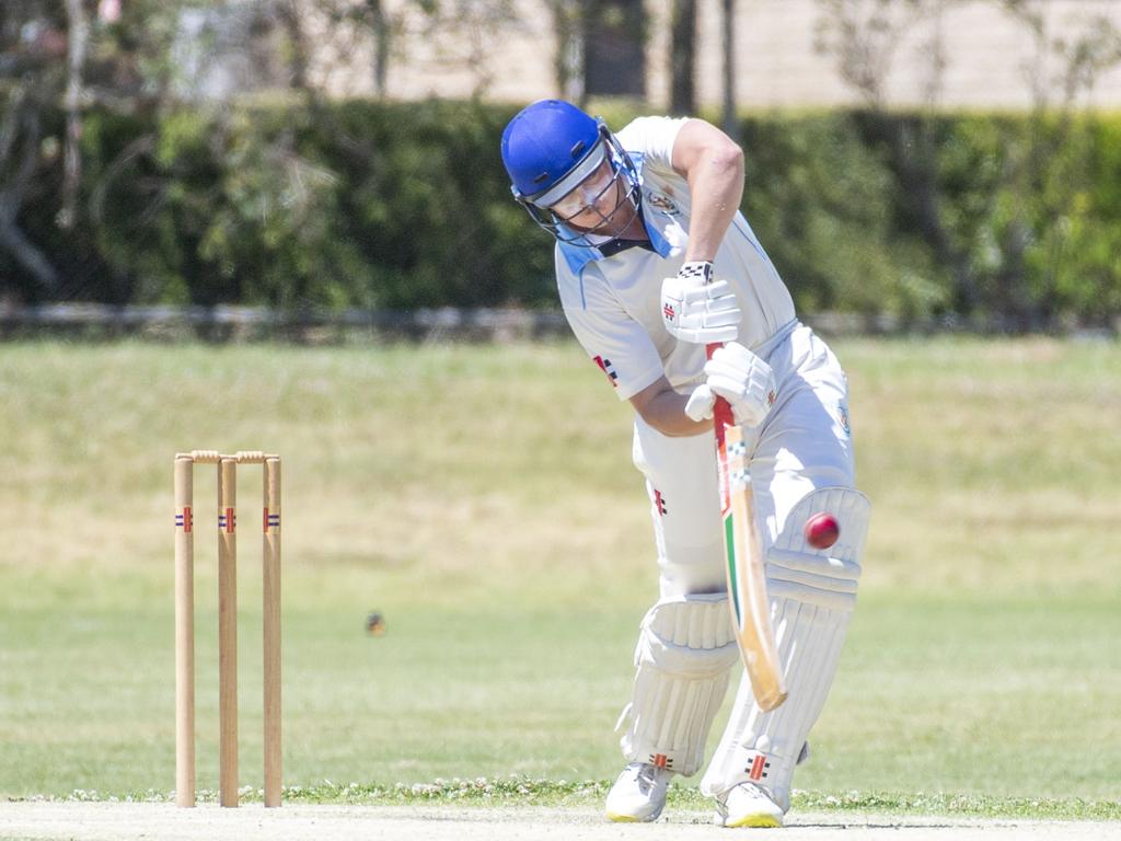 Sam Titterton bats for Wests. Western Districts vs. Met Easts, reserve grade cricket. Picture: Nev Madsen.