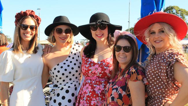 POP UP POLO BUNDABERG 2021: Kelsie Schuler, Christina Gorza, Dannii Bryson Penny McKeown and Louise Hume at the polo.