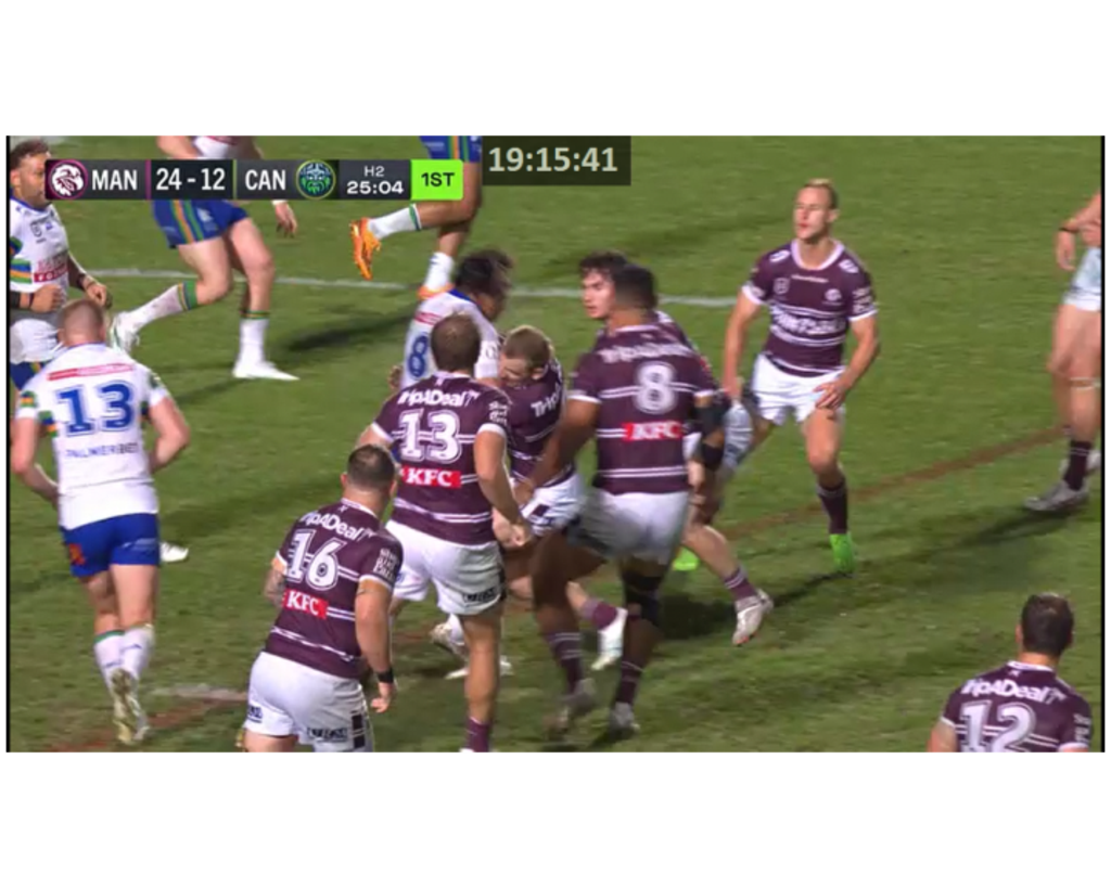 The tackle that badly affected Lachlan Croker. Picture: Fox Sports