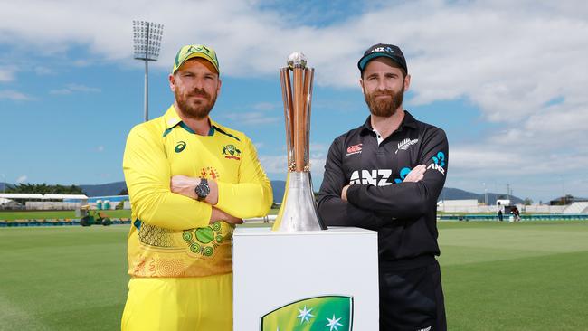 While Cazalys hosted a one-day international series in 2022, it has missed out on major sporting events since to its Townsville and Mackay rivals. Former Australia captain Aaron Finch with New Zealand batsmen Kane Williamson. Picture: Brendan Radke