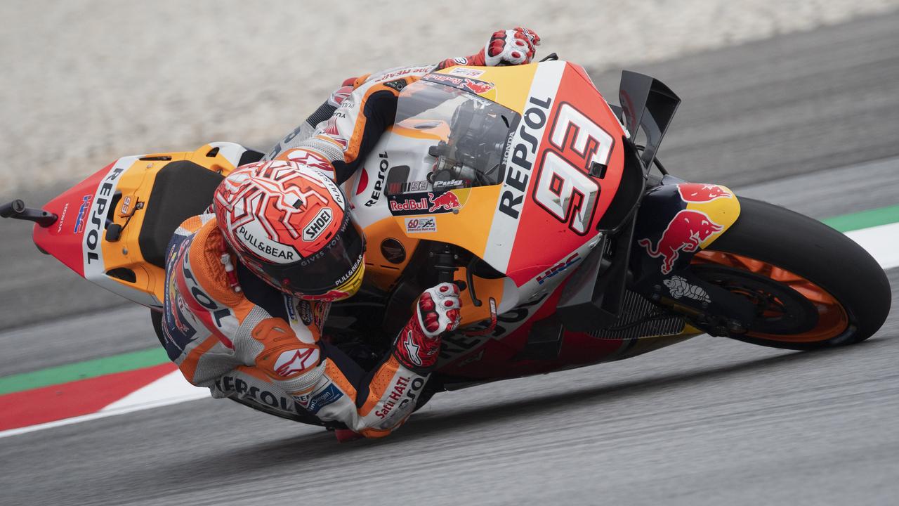 KUALA LUMPUR, MALAYSIA - NOVEMBER 02: Marc Marquez of Spain and Repsol Honda Team rounds the bend during the MotoGP of Malaysia - Qualifying at Sepang Circuit on November 02, 2019 in Kuala Lumpur, Malaysia. (Photo by Mirco Lazzari gp/Getty Images)