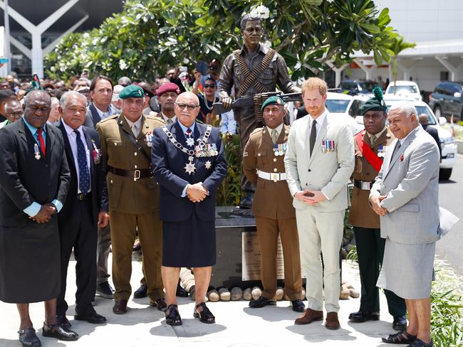 The Duke of Sussex at the unveiling of the Labalaba Statue. Picture: Getty Images