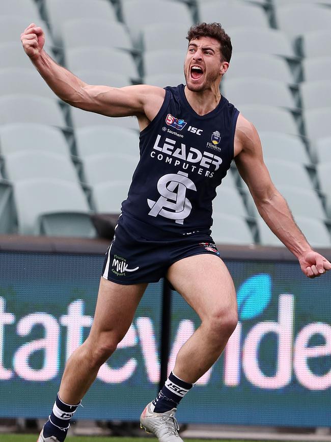 Nic Schwarz celebrates a goal for the Panthers. He was named South’s best finals player in the recent series. Picture: Sarah Reed