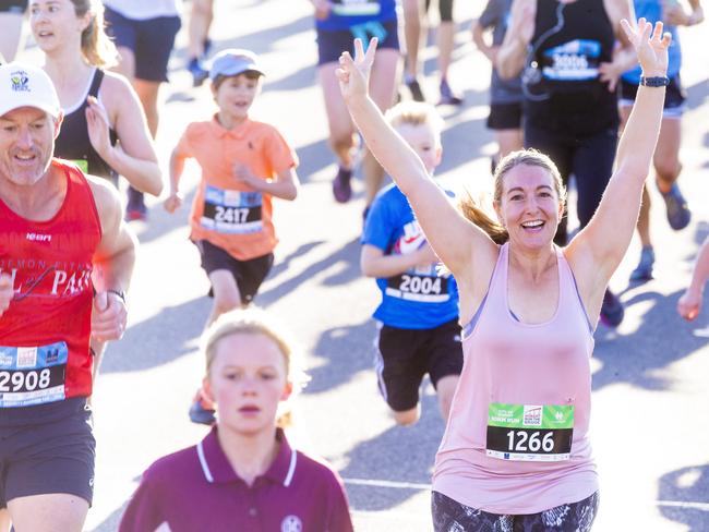 Run the Bridge Fun Run 2020 across Tasman Bridge. Picture: RICHARD JUPE