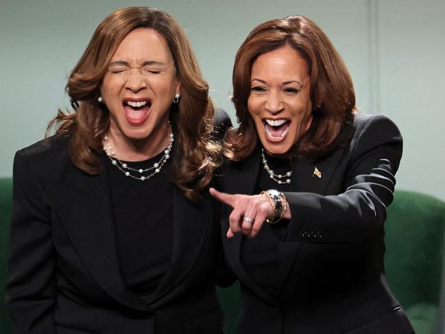 Kamala Harris appeared with Maya Rudolph in a comedic appearance on Saturday Night Live. Picture: AFP