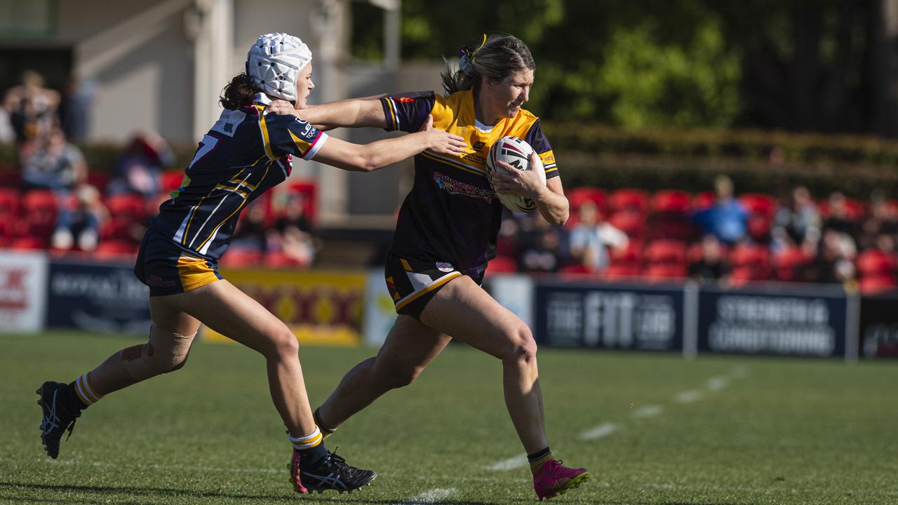 Maddie Mediero (left) of Highfields and Kim Dore of Gatton. Picture: Kevin Farmer