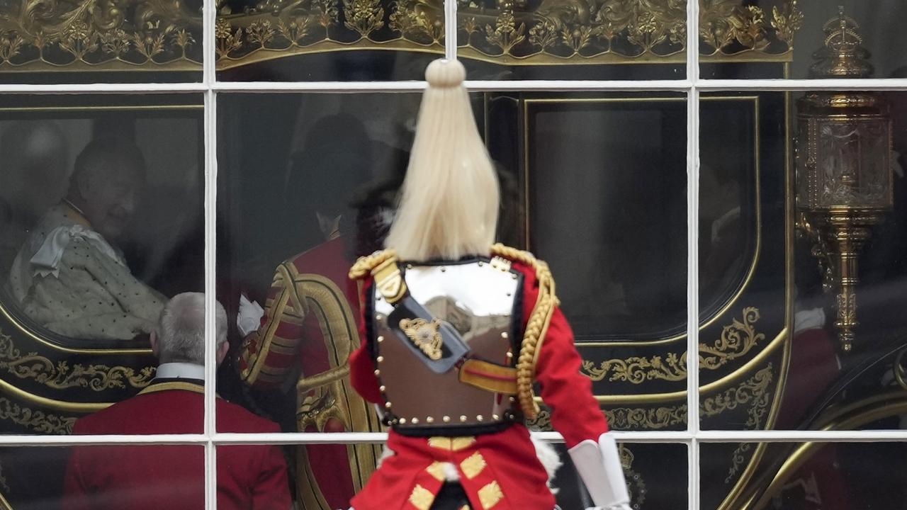 The first sighting of the King, prior to departing Buckingham Palace. Picture: Getty