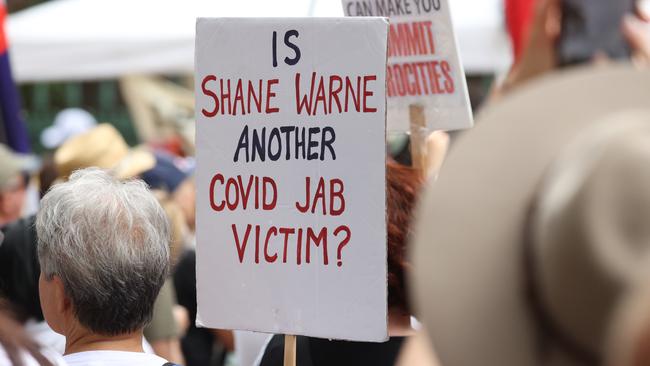 Protesters in the Brisbane CBD during Tuesday's freedom rally. Picture: Liam Kidston