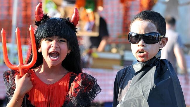 Krysten and Rhyan Chapman dress the part for Halloween. Picture: Derrick Tonkin 