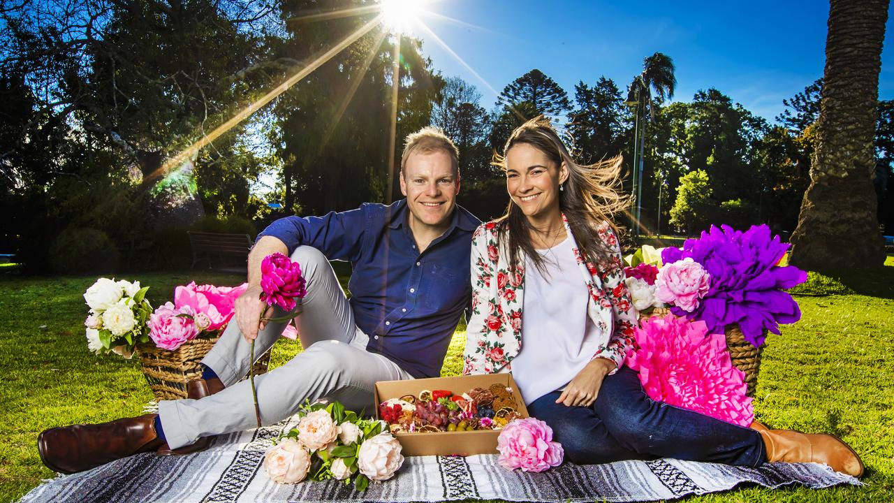 Wendy and Alistair Green from Toowoomba gear up for the Toowoomba Carnival of Flowers. Picture: Nigel Halett