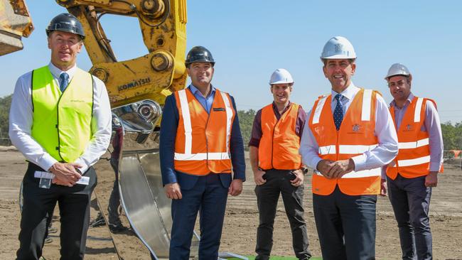 Logan mayor Darren Power with Treasurer Cameron Dick inspect the site.