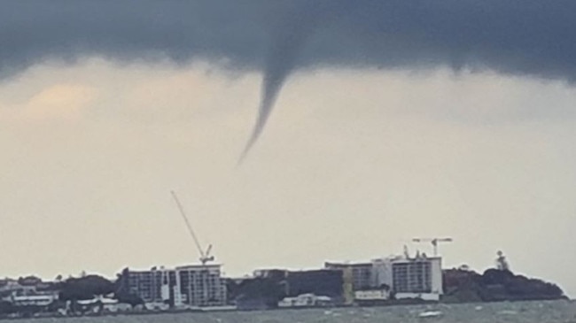 A water spout forming near Woody Point. Picture: Leanne Piercy