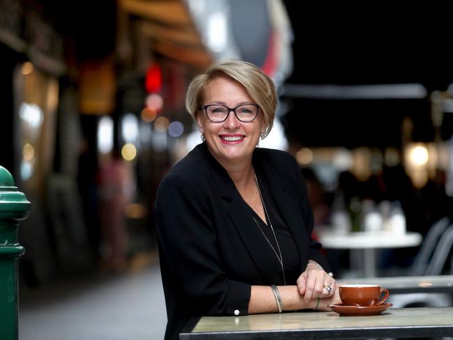 Property Council executive and Lord Mayor by-election candidate Sally Capp in Degraves St, Melbourne. Picture: David Geraghty