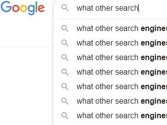 google search results on search