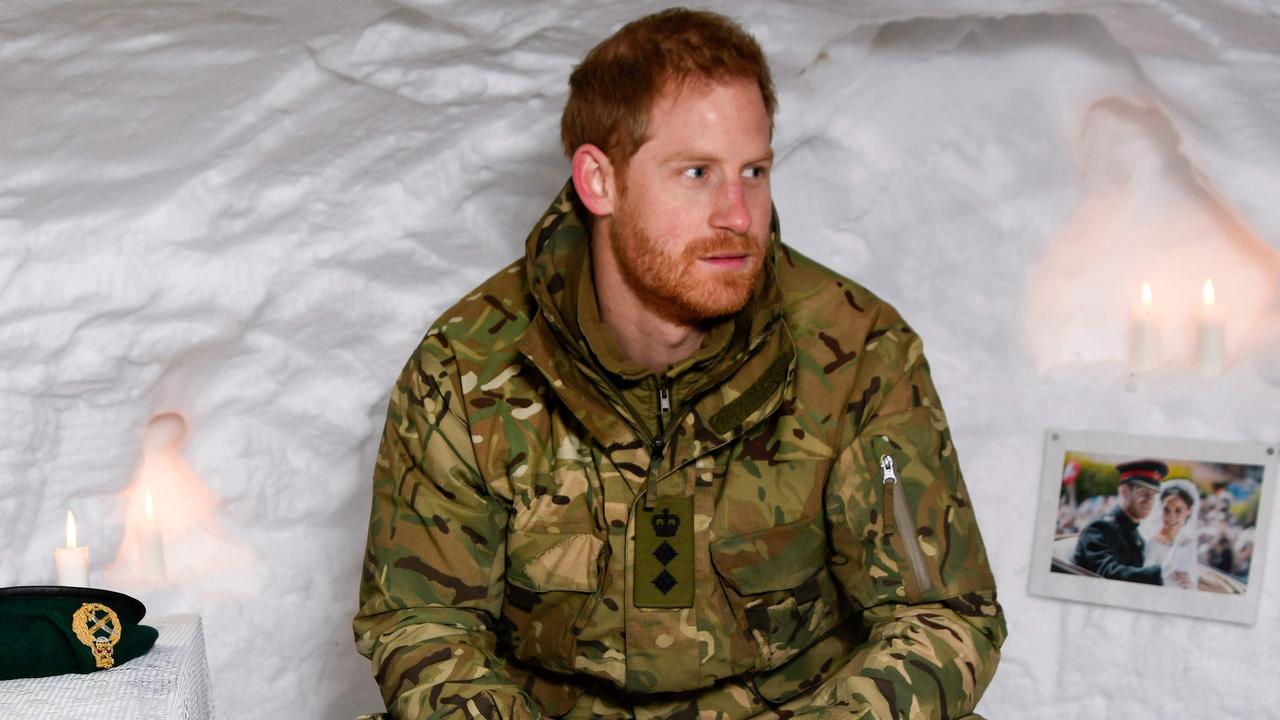 Prince Harry in a snow cave made by British military personnel in February 2019. Picture: Rune Stoltz Bertinussen/NTB scanpix/AFP