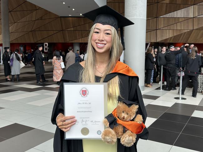 Jillian Ma graduates with a Bachelor of Occupational Therapy from the Australian Catholic University on April 17, 2024. Picture: Brittany Busch