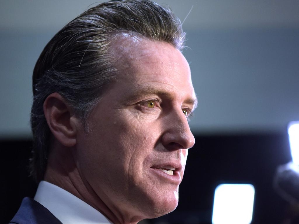 California Governor Gavin Newsom speaks to the press after the sixth Democratic primary debate of the 2020 presidential campaign season. Picture: Getty Images