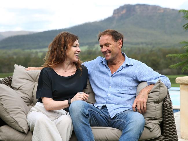 Lisa and Andrew Margan at home in the NSW Hunter Valley. Picture: Peter Lorimer.