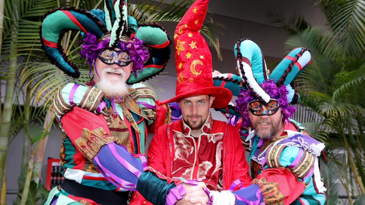 Supanova Comic Con at Adelaide Showground. Jeff Swift (Harley Quinn henchman), Tristan Curth-Stritzke, (Rinsewind the Wizard), and Bancan (Harley Quinn henchman). Picture: Dean Martin