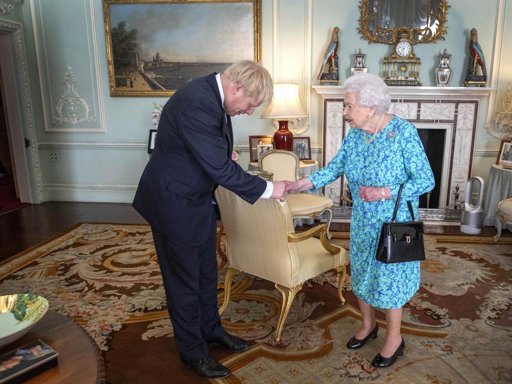 The Queen welcomes newly elected Prime Minister Boris Johnson in 2019. Picture: Getty Images