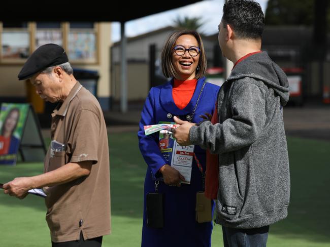 Independent Federal Member for Fowler Dai Le speaking to voters at Canley Heights High School. Jane Dempster/The Daily Telegraph.