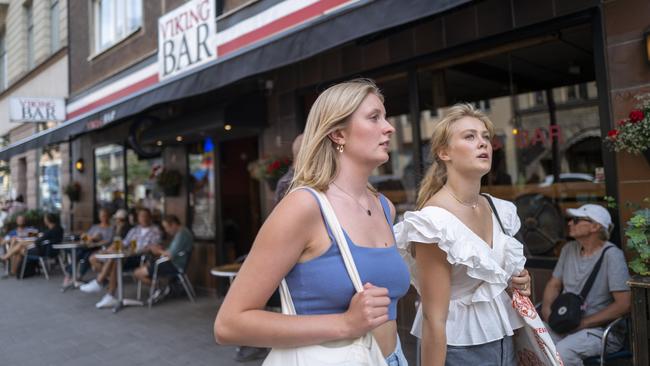 Julia Carlsson and Ellika Wohlfeil walk in Stockholm, Sweden. Picture: Getty Images