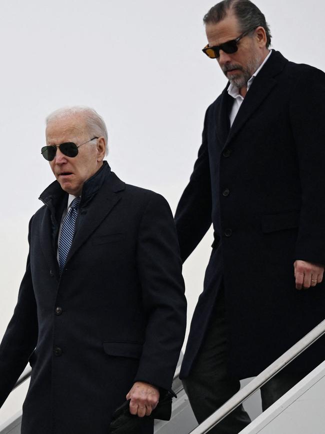 US President Joe Biden and Hunter Biden, who are alleged to have participated in an influence peddling scheme. Picture: AFP