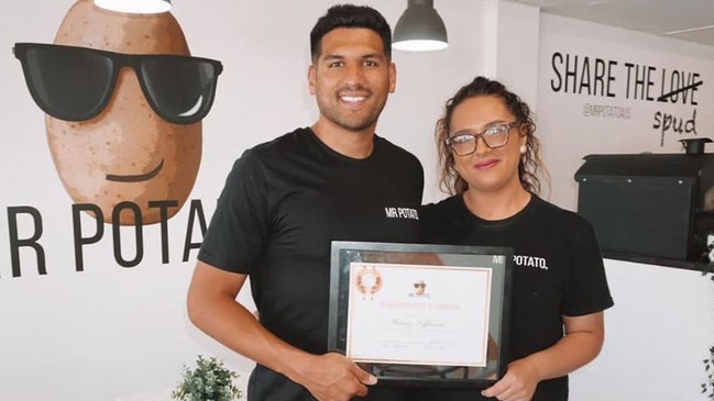 Mr Potato boss Tyson Hoffmann with his sister and former Gold Coast franchisee Shanay Finau.