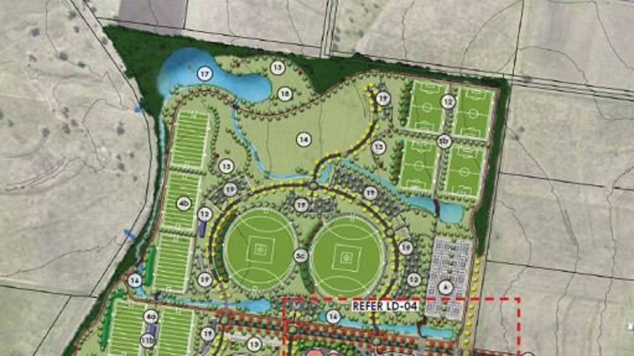 Details of the new Toowoomba multi-sports precinct at Charlton. Contributed