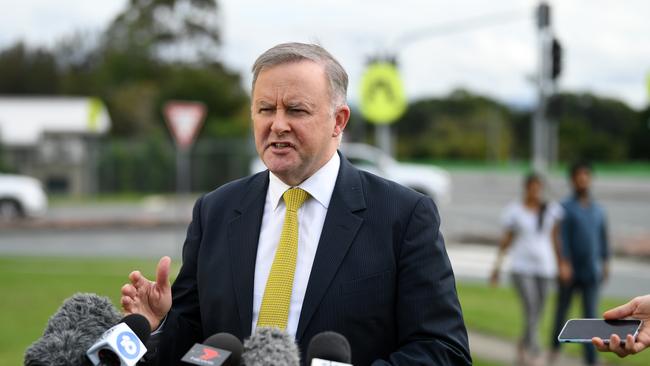 Federal Opposition Leader Anthony Albanese is seen during a press conference next to a major intersection in Brisbane's north, Monday, July 8, 2019. Mr Albanese discussed a proposed federally-funded upgrade to the intersection. (AAP Image/Dan Peled) NO ARCHIVING