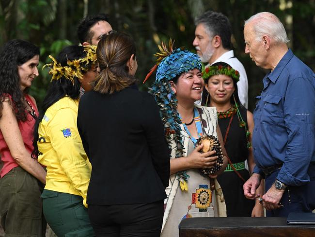 Joe Biden tours the Museu da Amazonia as he visits the Amazon Rainforest in Manaus, Brazil. Picture: AFP