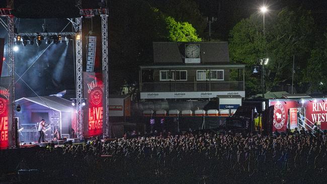 Live music performance in front of a massive crowd at Meatstock 2024 at Toowoomba Showgrounds. Picture: Kevin Farmer