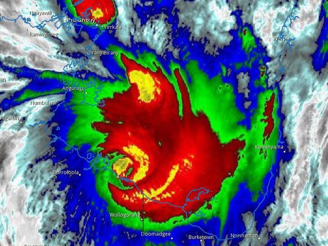 Tropical Cyclone Trevor as it crosses the coast Picture: BOM