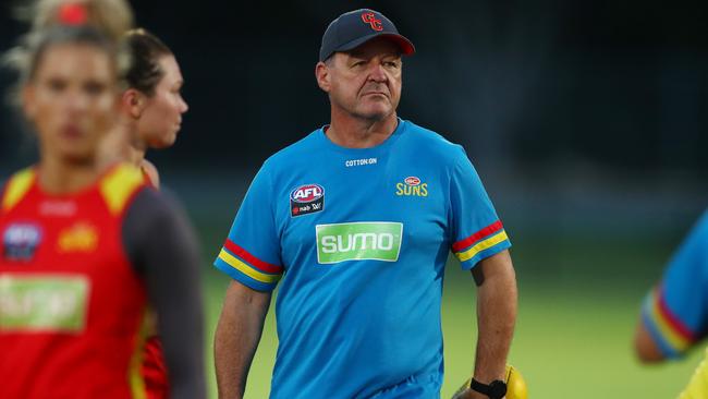 Head coach David Lake during a Gold Coast Suns AFLW training session on February 04, 2020 in Gold Coast, Australia. (Photo by Chris Hyde/Getty Images)