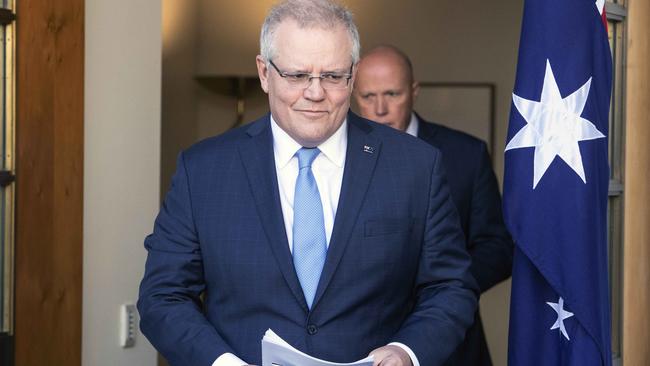 Prime Minister Scott Morrison has revealed that the Victorian lockdowns have buried hopes of a swift recovery from the COVID-19 recession. Picture: NCA NewsWire /Gary Ramage