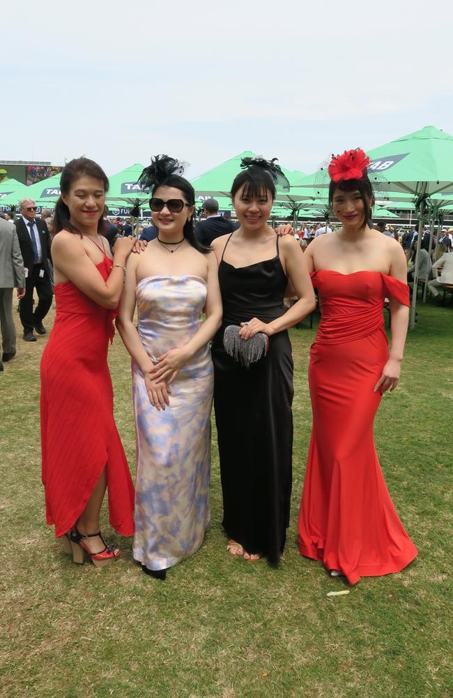 Cyanzi's group at Seppelt Wines Stakes Day 2024 at Flemington Racecourse. Picture: Gemma Scerri