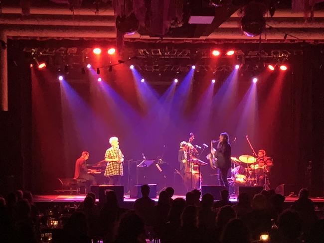 Katie Noonan with her band Zac Hurren, Owen Newcomb, Aaron Jansz and Steve Newcomb, who she complimented in astonishment for their talents. Photo: Isabella Magee