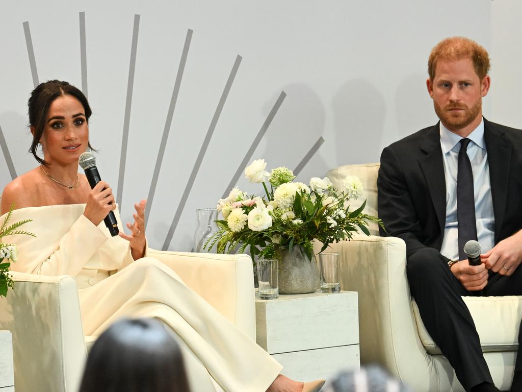 Harry and his wife, Meghan Markle, at a mental health summit last month. Picture: Bryan Bedder/Getty Images