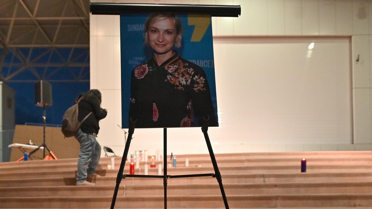 A vigil for cinematographer Halyna Hutchins at Albuquerque Civic Plaza. Picture: Sam Wasson/Getty