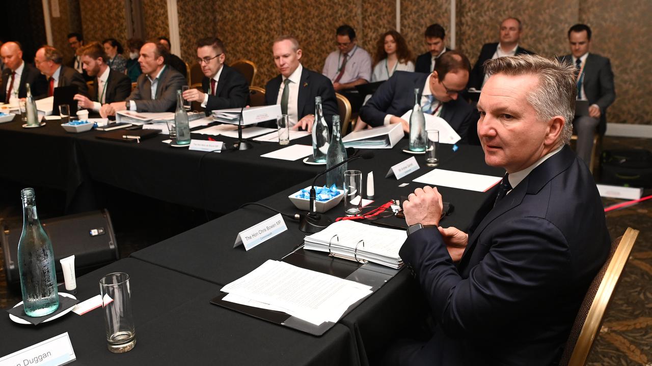 Federal Energy Minister Chris Bowen met with his state counterparts in Brisbane yesterday. Picture: Dan Peled