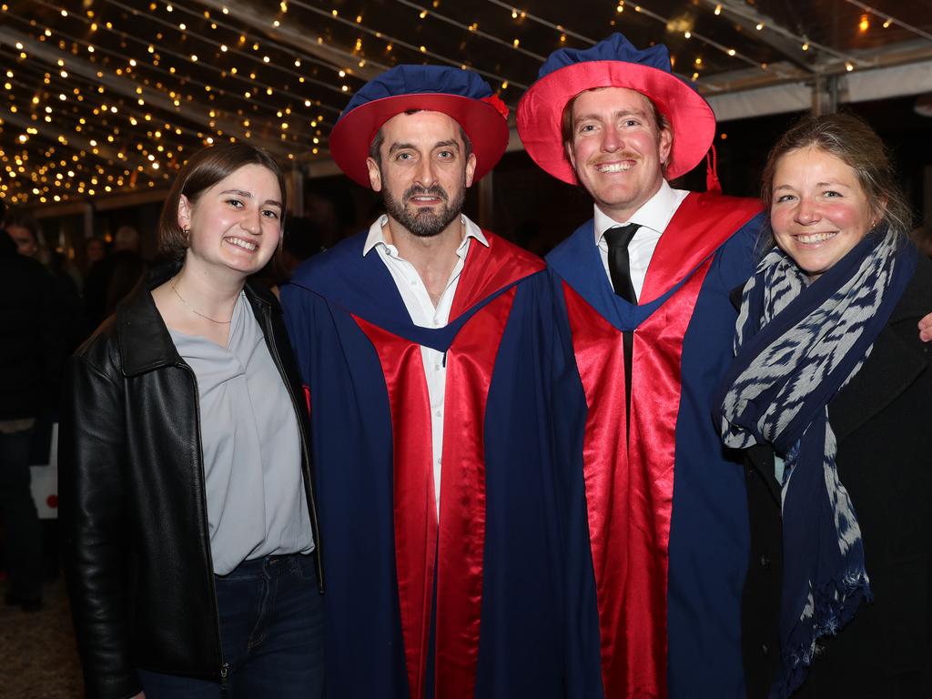 Beth Hoots, Timothy Clark (supervisor), Mike Skeeles and Hanna Van Riju. Deakin University graduation arts and SEBE faculty. Picture: Alan Barber