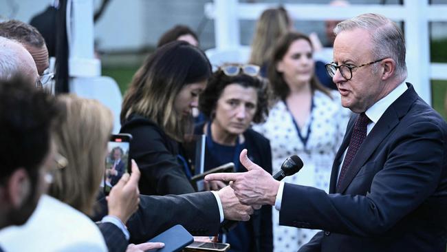 Anthony Albanese speaks to reporters after the meeting. Picture: Brendan Smialowski/AFP