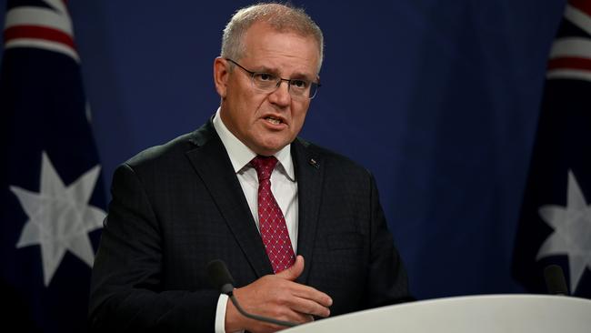 Scott Morrison has announced a pause in flights allowed into Australia from India. Picture: NCA NewsWire/Bianca De Marchi