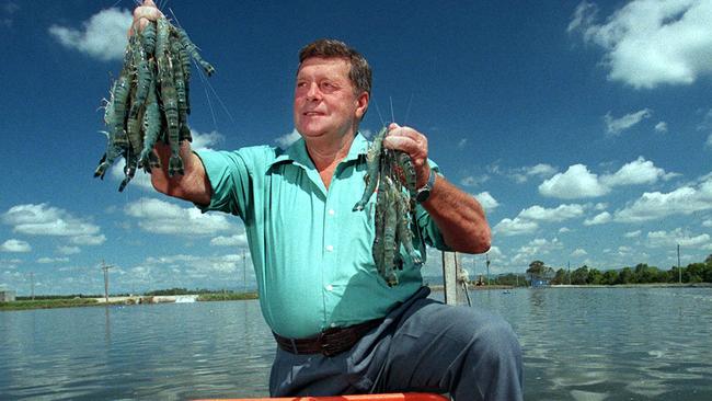 Noel Herbst was a pioneer of prawn farming. He is pictured in March 2000. Picture: Glenn Barnes.