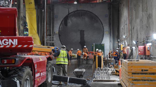 Workers get set to start work on ‘cross tunnels’ to be used in emergencies. Picture: Josie Hayden