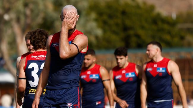 It was ugly for the Dees. (Photo by Michael Willson/AFL Photos via Getty Images)