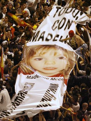 Real Madrid supporters display a banner reading 