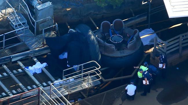 The scene of the tragedy at Dreamworld. Photo: David Clark