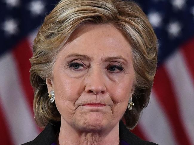 US Democratic presidential candidate Hillary Clinton makes a concession speech after being defeated by Republican president-elect Donald Trump in New York on November 9, 2016. / AFP PHOTO / JEWEL SAMAD