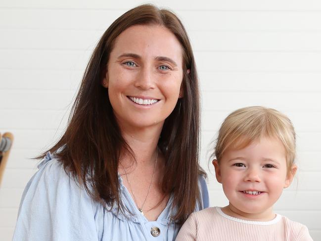 Pictured at their home in Gymea Bay in Sydney is mum Jacki Russell and her daughter Penny (3).Jacki says there are a lot of inappropriate children's clothes on the market and always tries to dress her children nicely but appropriately.Picture: Richard Dobson